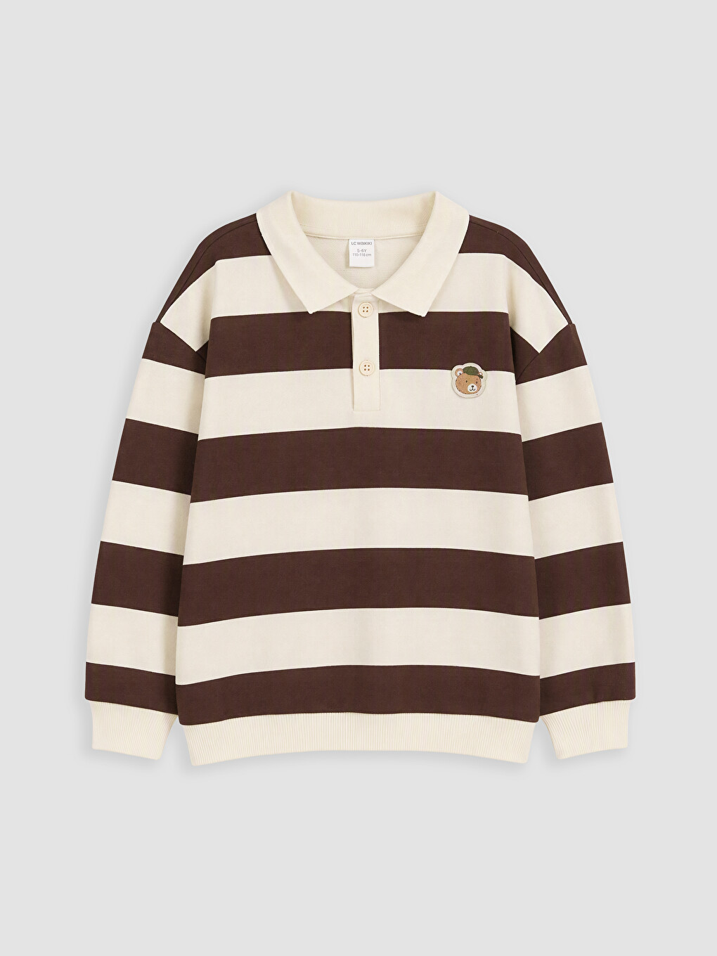 Polo Collar Striped Boys' Sweatshirt-2