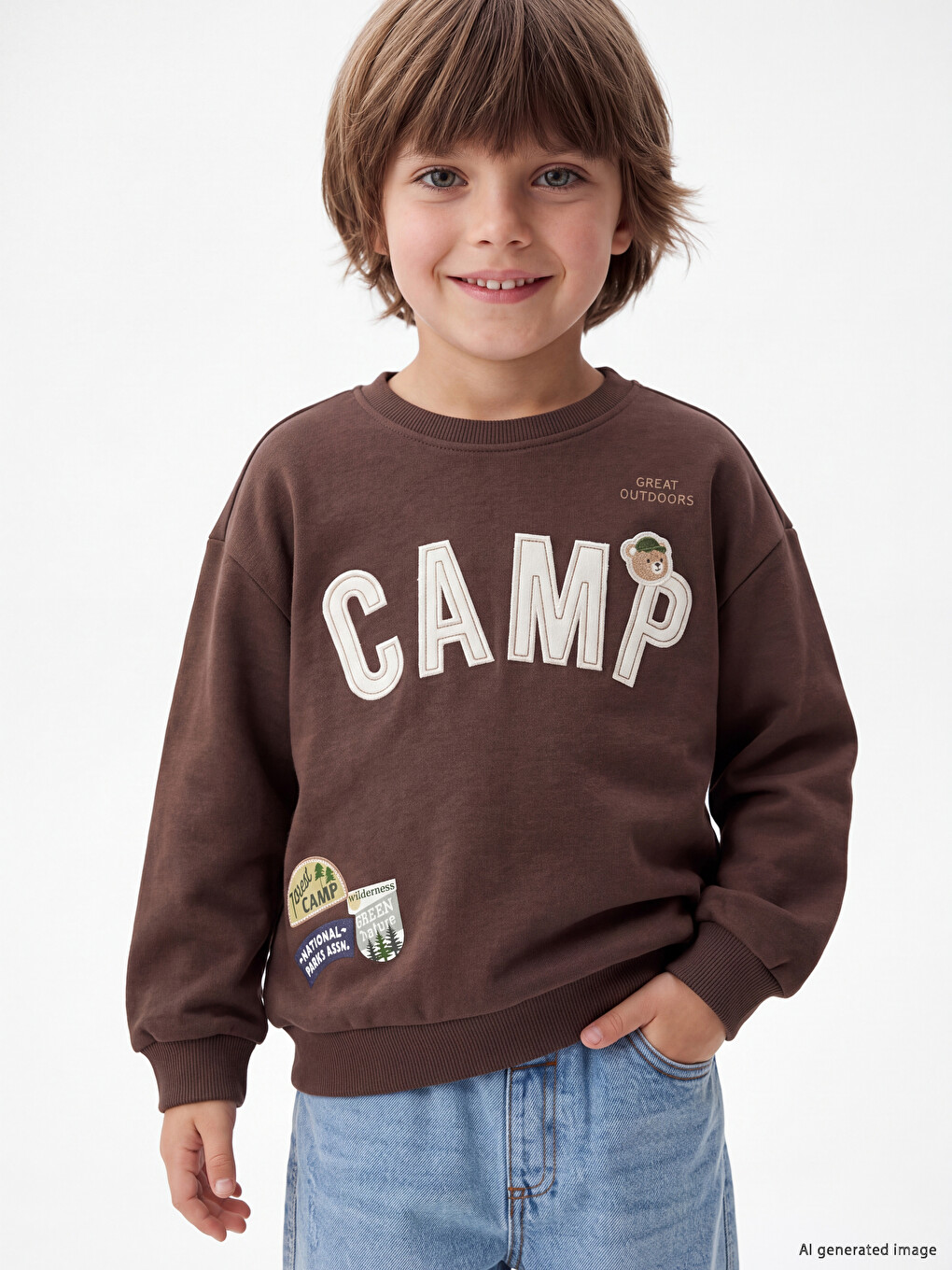 Crew Neck Printed Boys' Sweatshirt-1