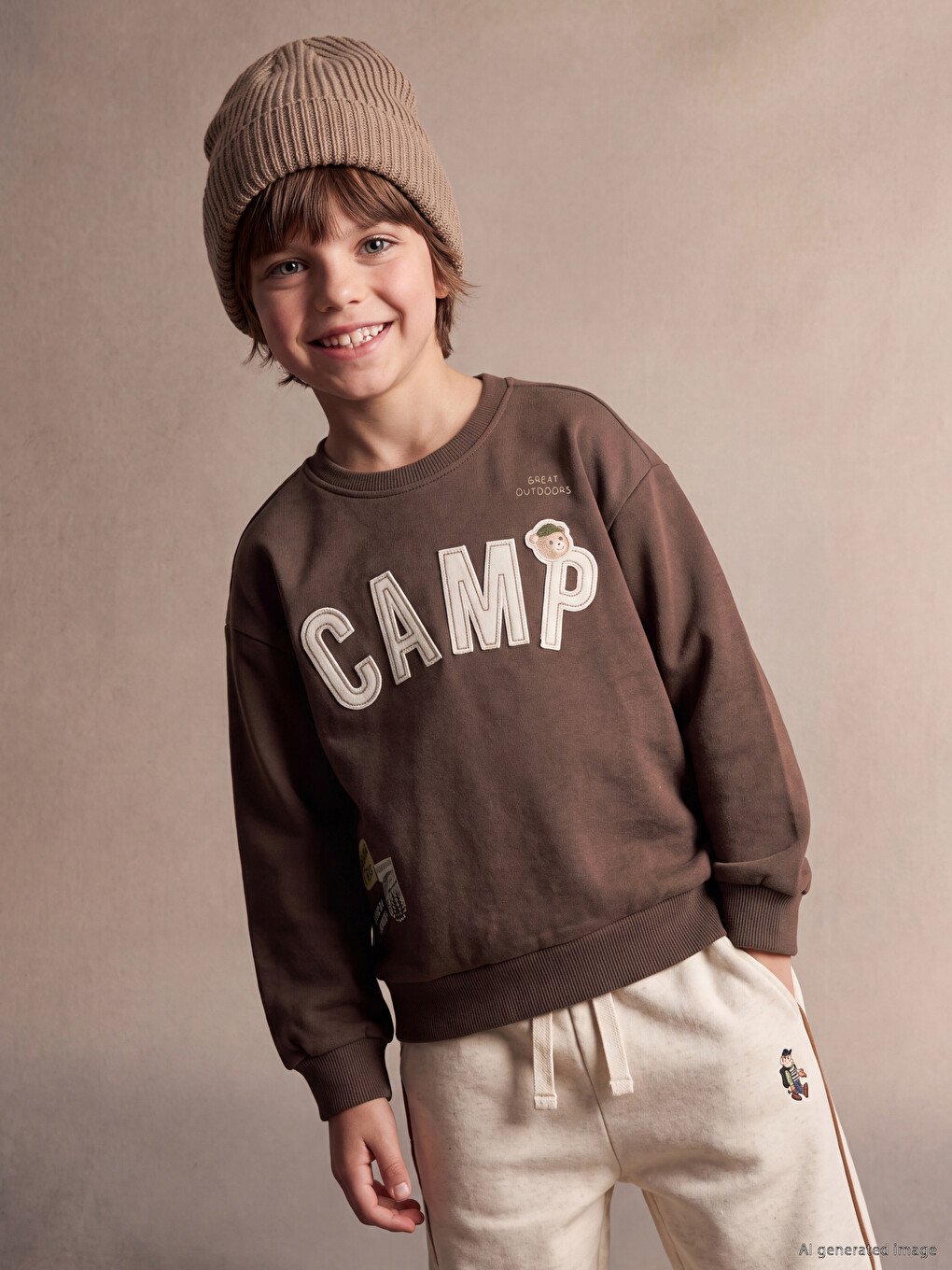 Crew Neck Printed Boys' Sweatshirt