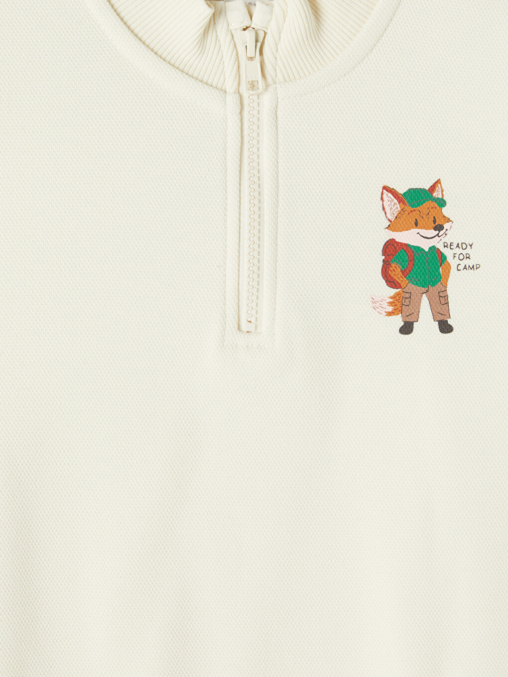 Bej Dik Yaka Baskılı Erkek Çocuk Sweatshirt-1