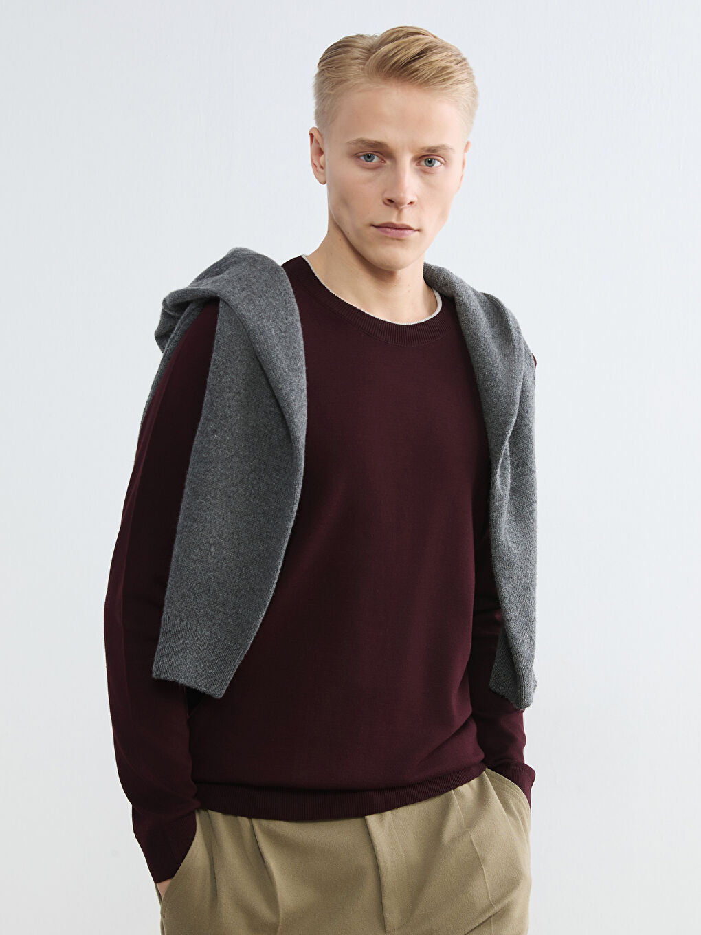 Herren Strickpullover mit Rundhalsausschnitt