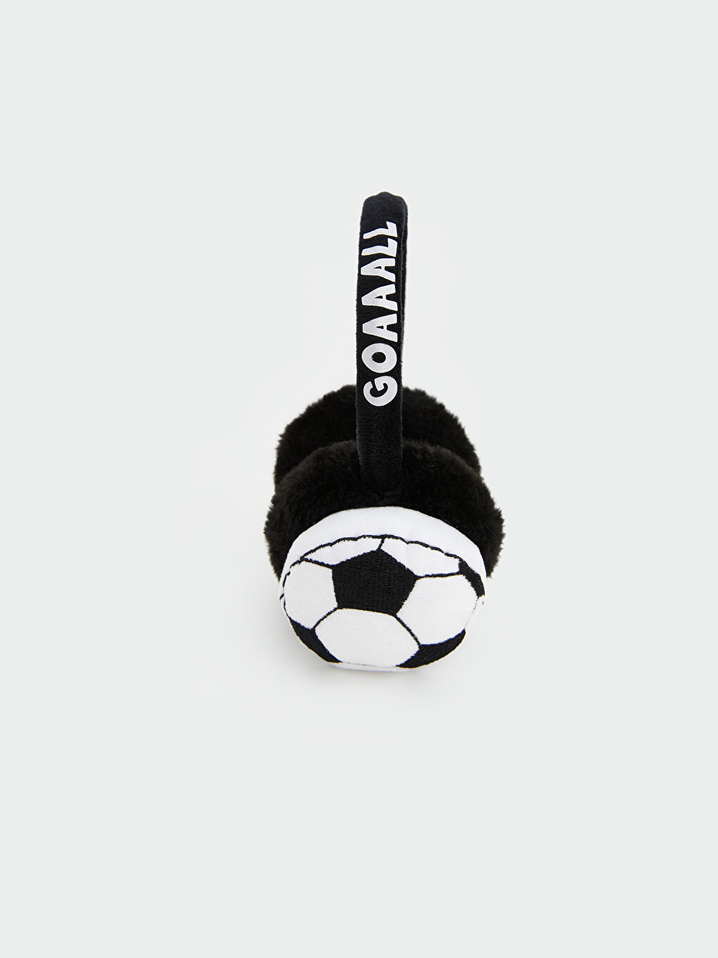 Siyah Futbol Baskılı Pelüş Erkek Çocuk Kulaklık-2