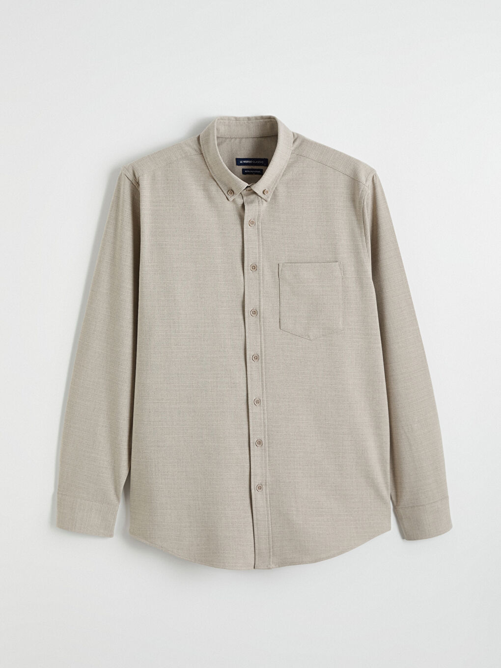 Bej Regular Fit Armürlü Erkek Gömlek-4