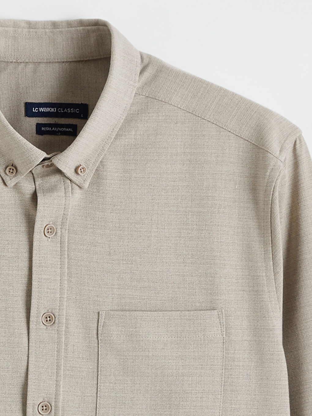 Bej Regular Fit Armürlü Erkek Gömlek-5