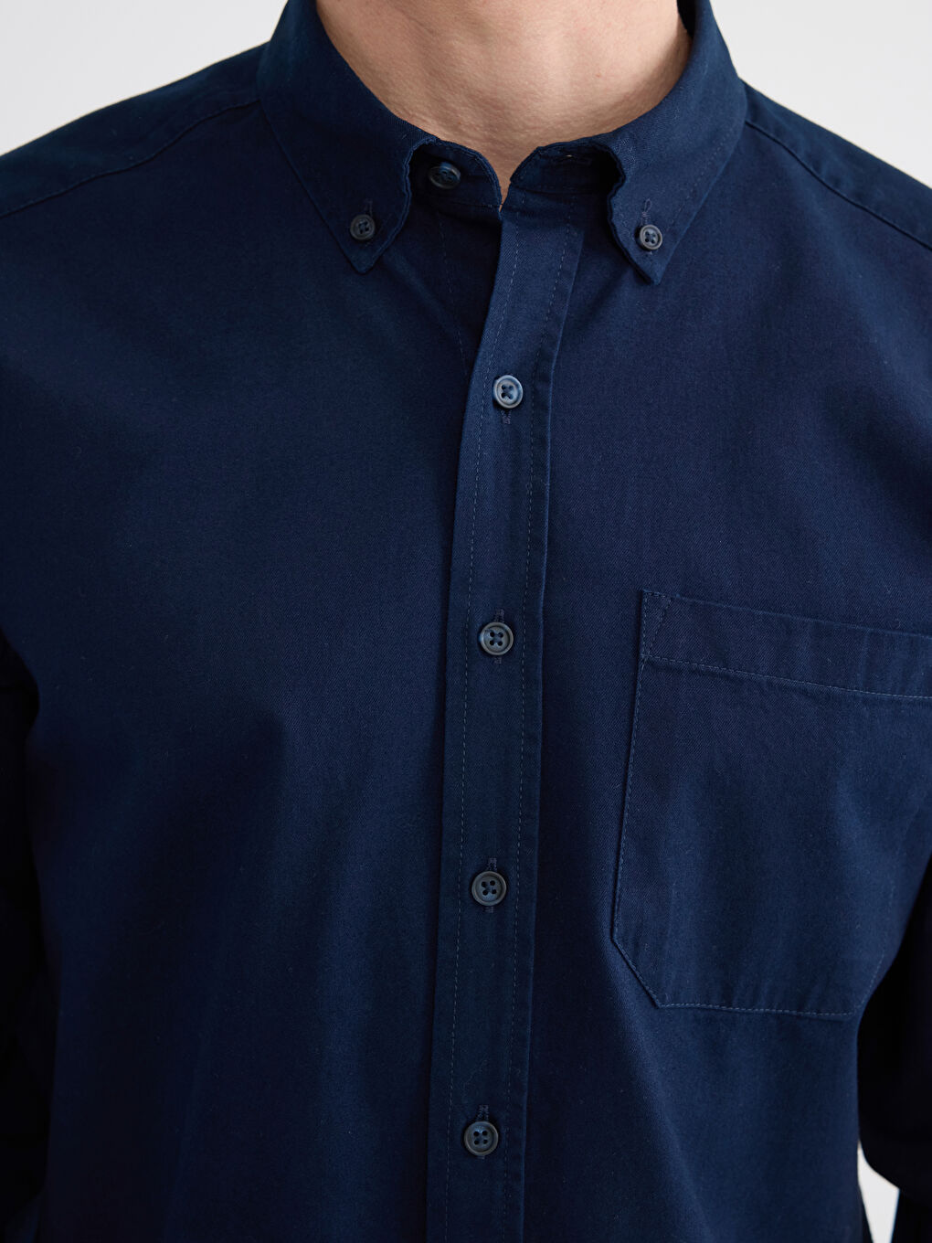 Lacivert Regular Fit Erkek Gabardin Gömlek-2