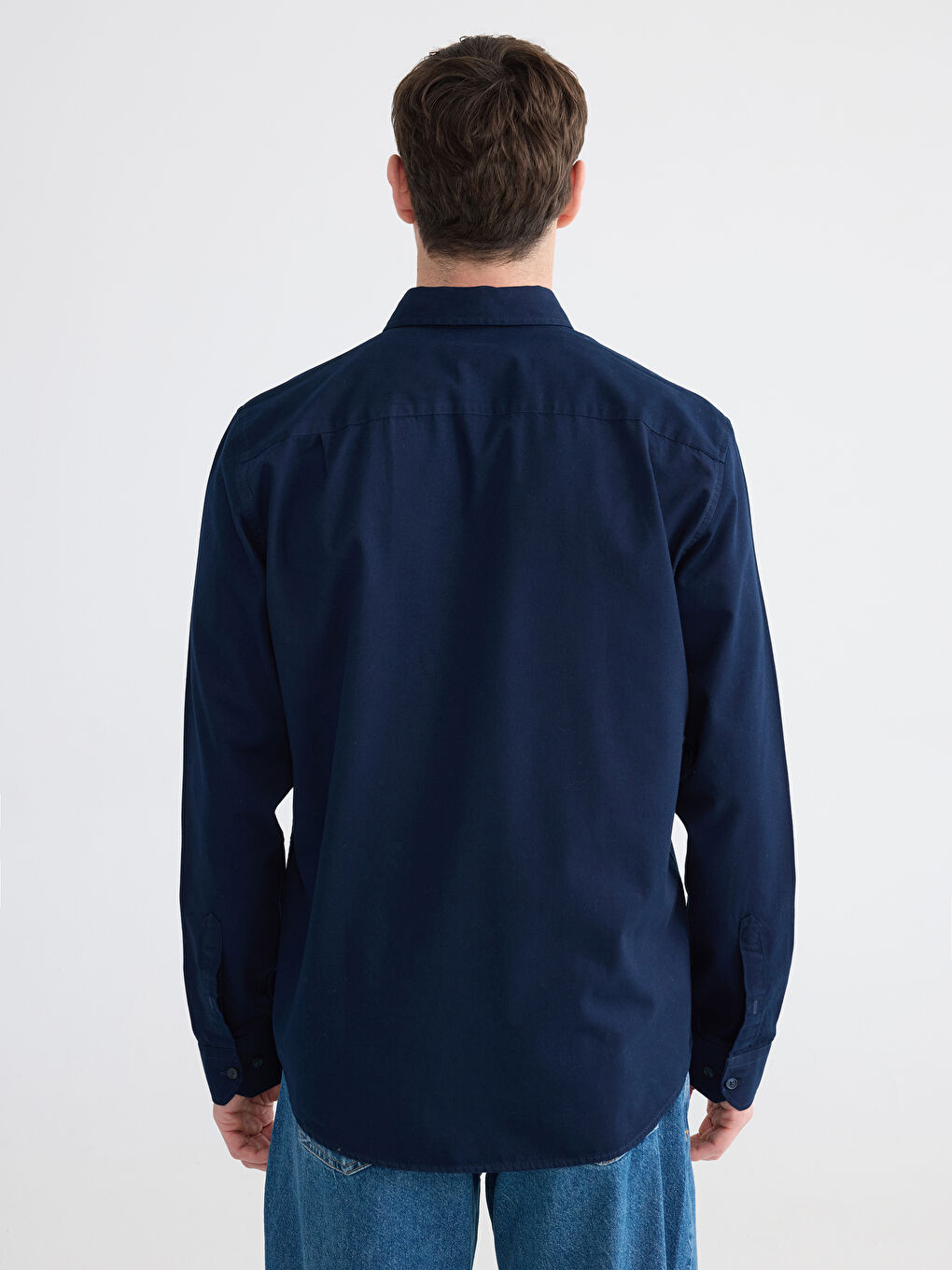 Lacivert Regular Fit Erkek Gabardin Gömlek-3