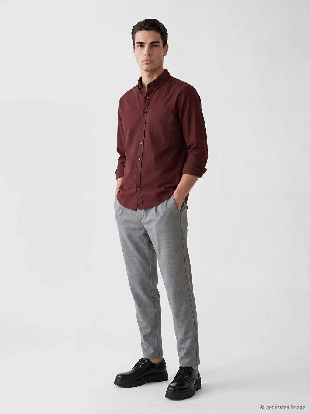 Regular Fit Men's Gabardine Shirt-1