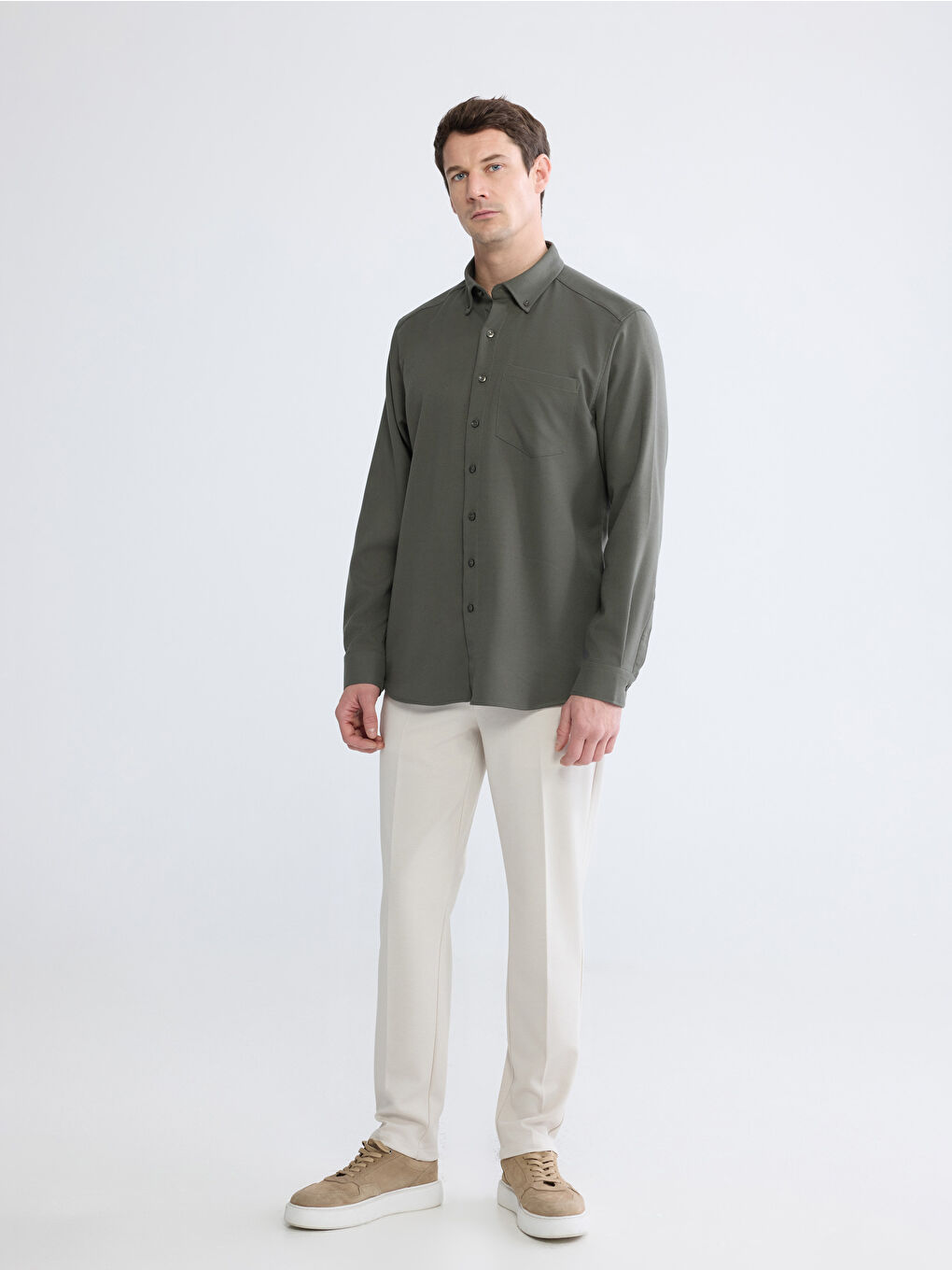 Gri Regular Fit Erkek Gömlek-1