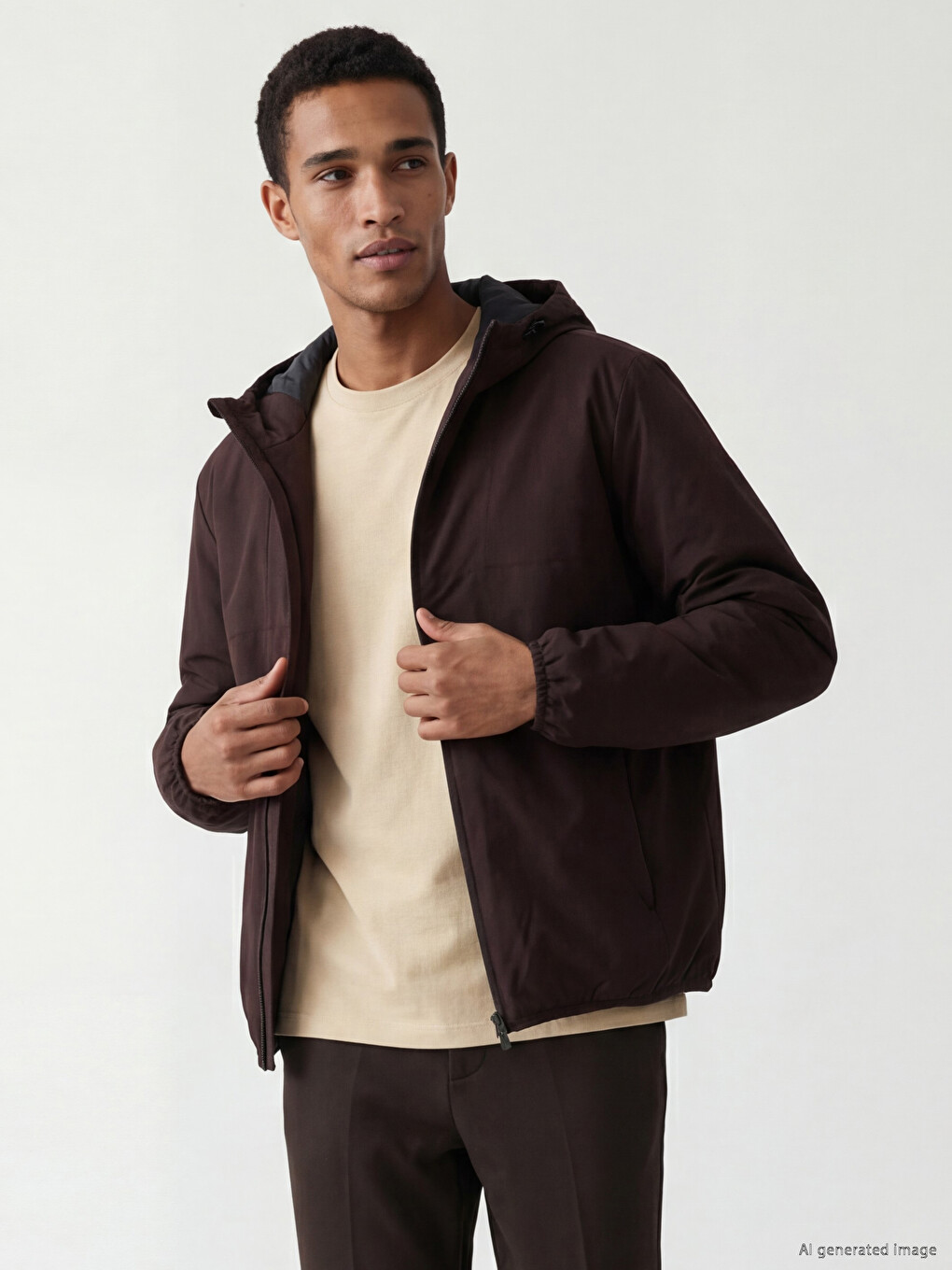 Relaxed Fit Hooded Men's Raincoat