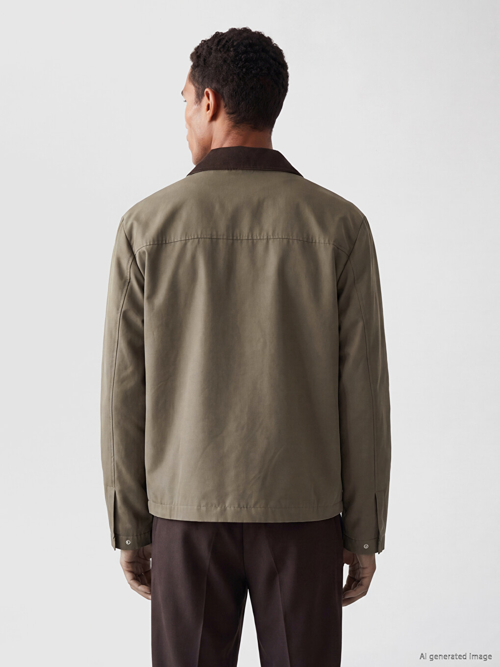 Bej Regular Fit Kadife Yaka Erkek Mont-3