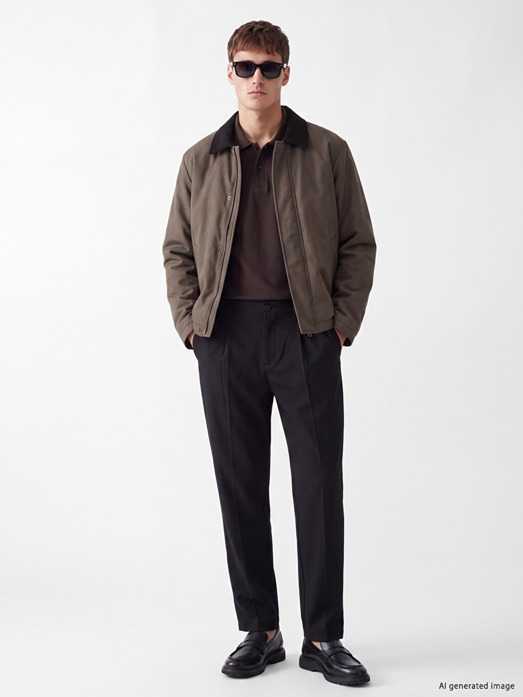 Regular Fit Velvet Collar Men's Coat-1