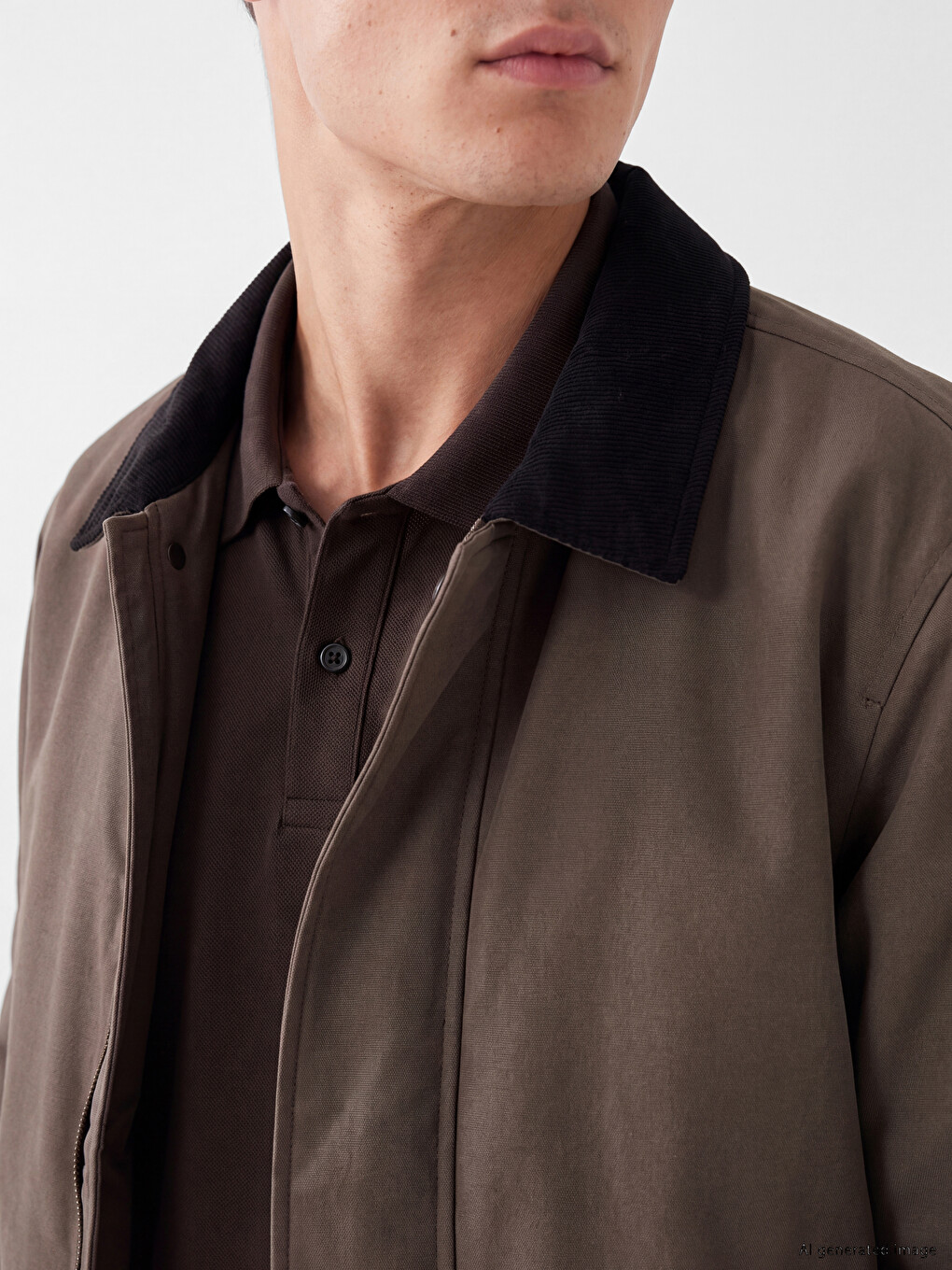 Regular Fit Velvet Collar Men's Coat-2