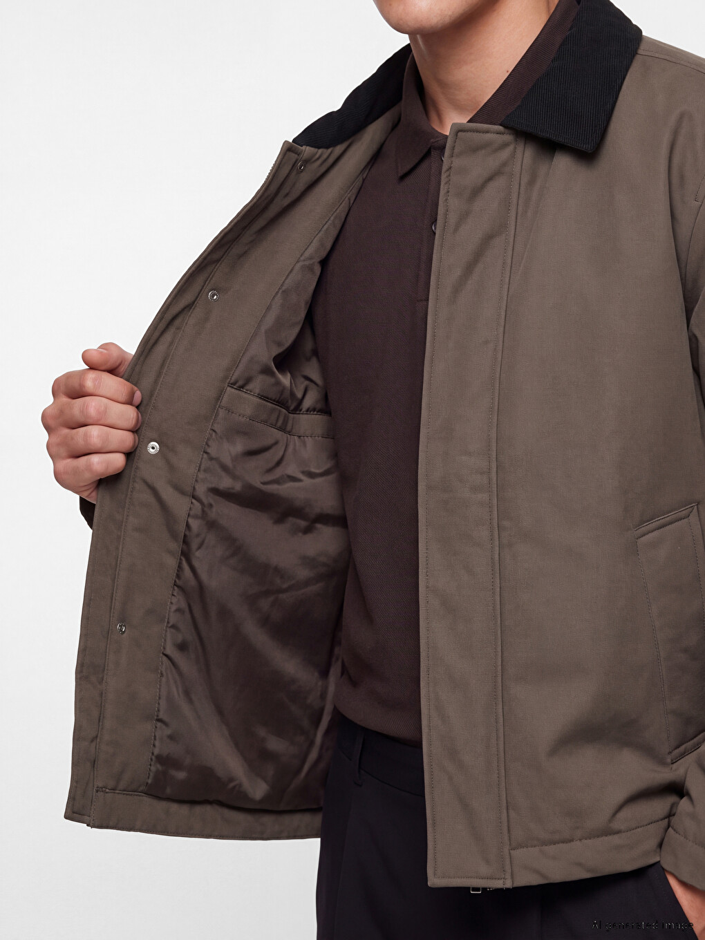 Regular Fit Velvet Collar Men's Coat-3