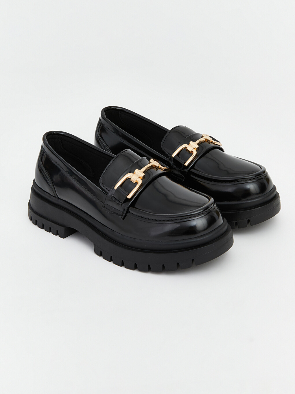 Deri Görünümlü Kız Çocuk Loafer