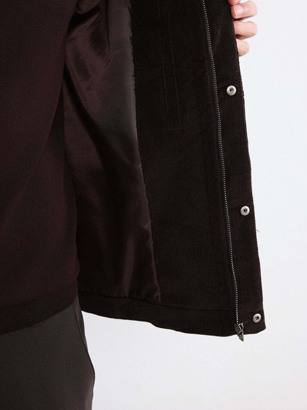 Kahverengi Rahat Kalıp Kadife Erkek Mont-2