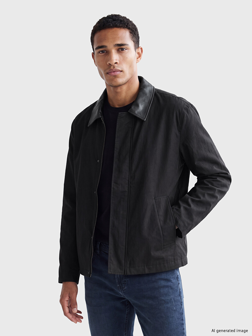Regular Fit Contrast Collar Men's Jacket