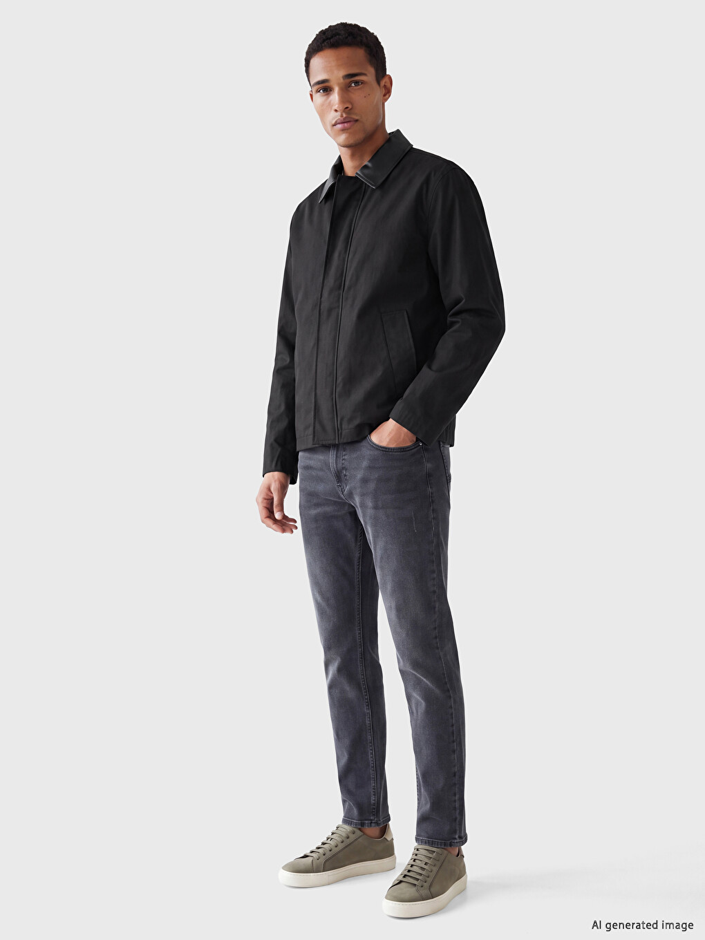 Regular Fit Contrast Collar Men's Jacket-1