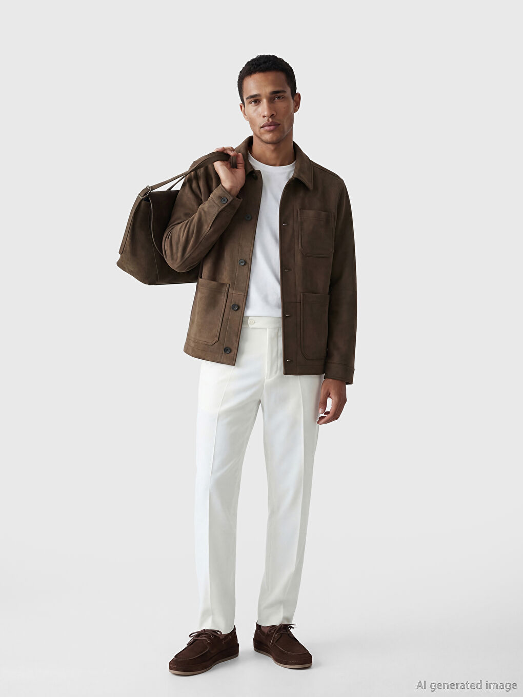 Kahverengi Slim Fit Erkek Süet Mont-1