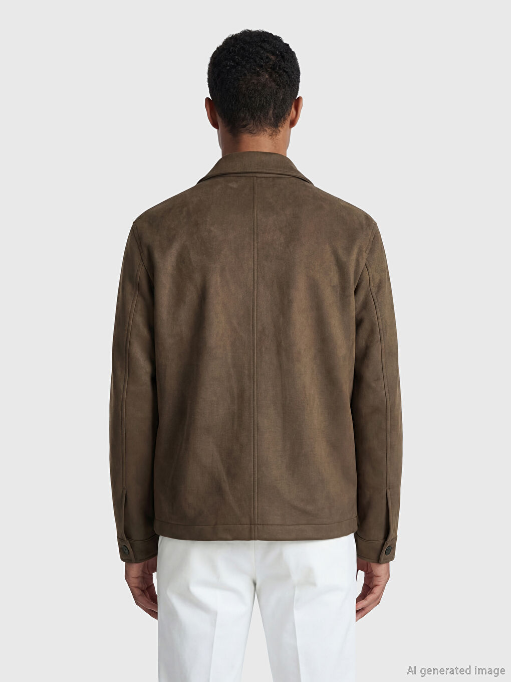 Kahverengi Slim Fit Erkek Süet Mont-2