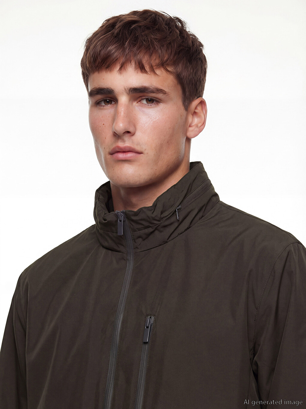 Kahverengi Regular Fit Kapüşonlu Erkek Yağmurluk-2