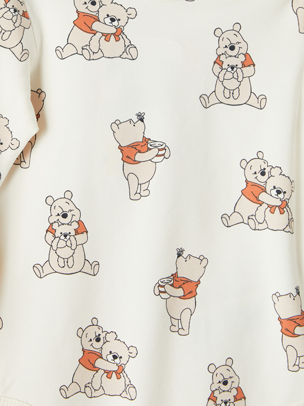 Ekru Winnie The Pooh Baskılı Erkek Bebek Takım-2