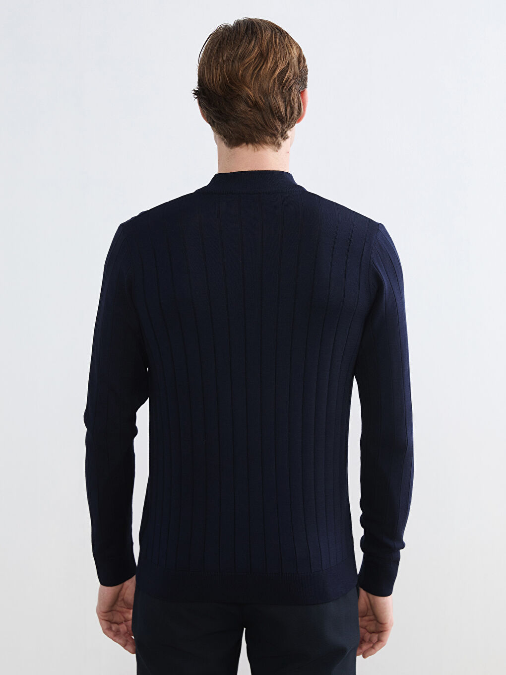 Lacivert Yarım Balıkçı Yaka Erkek Triko Kazak-3