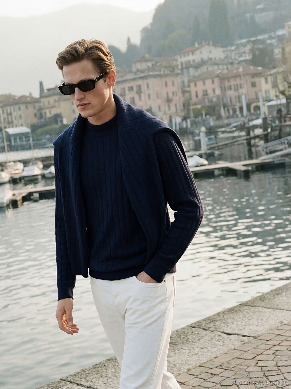 Мужской свитер половина рыбацкой резинки трикотаж