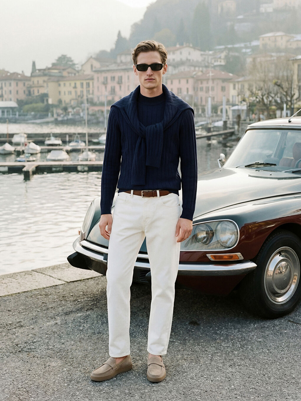 Мужской свитер половина рыбацкой резинки трикотаж-1