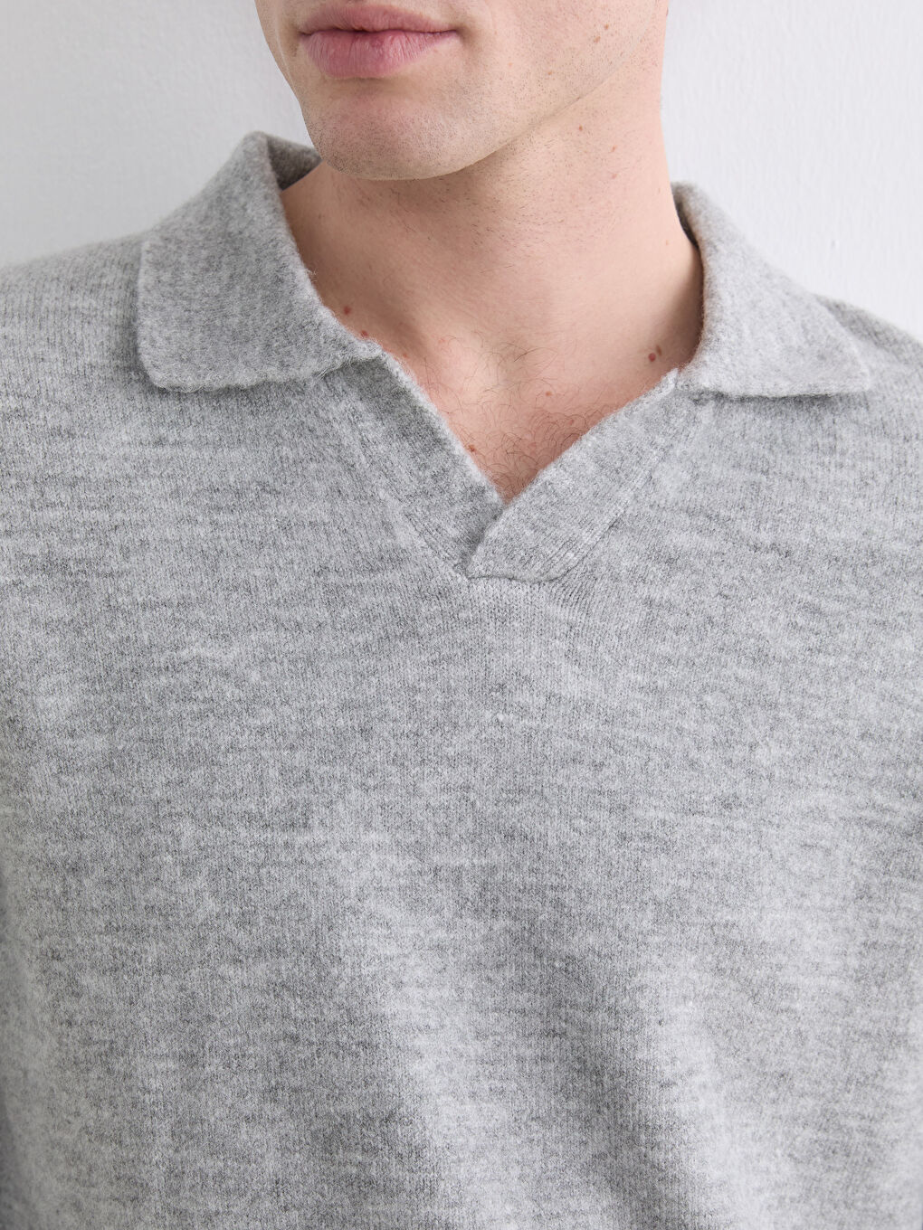 Gri Polo Yaka Triko Erkek Kazak-2