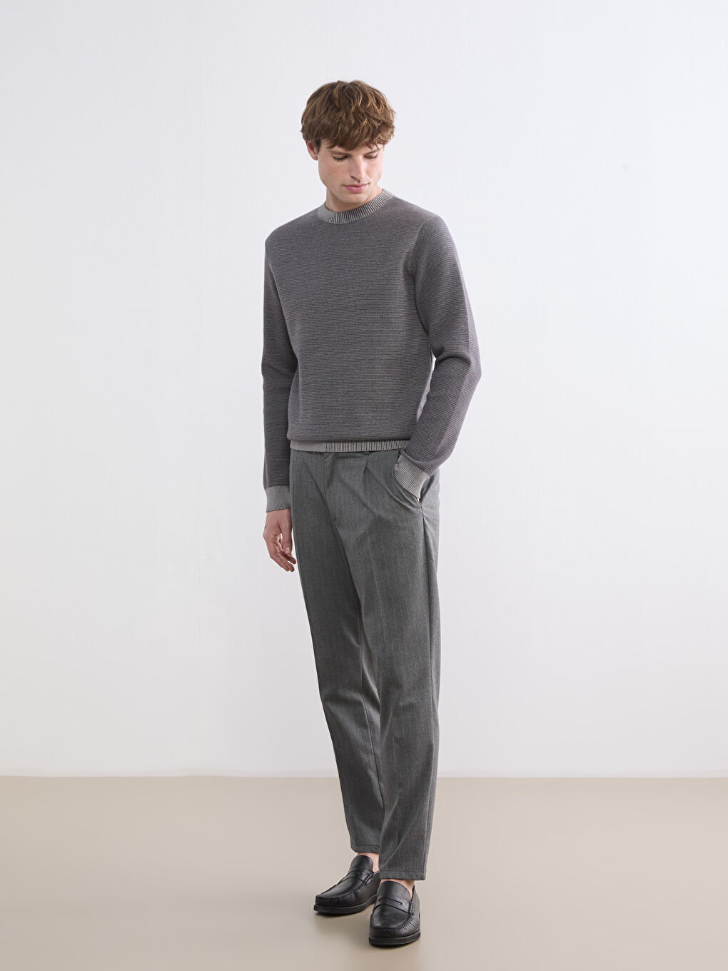 Lacivert Bisiklet Yaka Erkek Triko Kazak-1