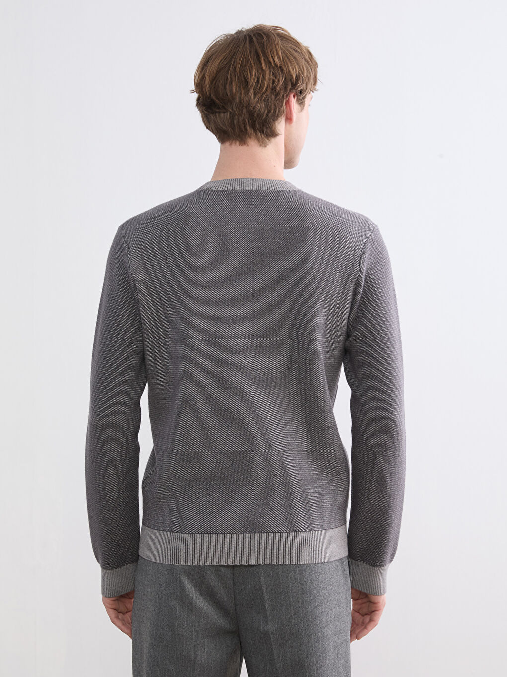 Lacivert Bisiklet Yaka Erkek Triko Kazak-3