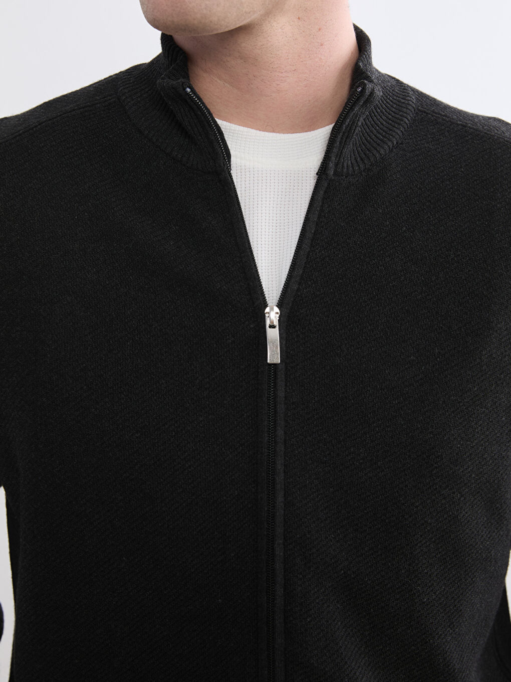 Lacivert Fermuarlı Standar Kalıp Erkek Triko Hırka-2