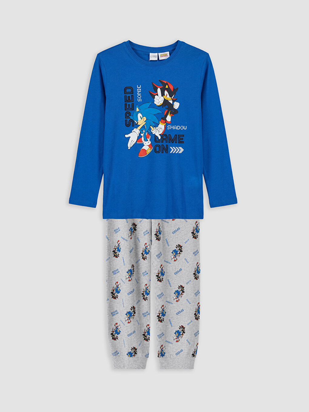 Dječji Pidžama Set S Tiskanim Sonic Motivom I Okruglim Izrezom