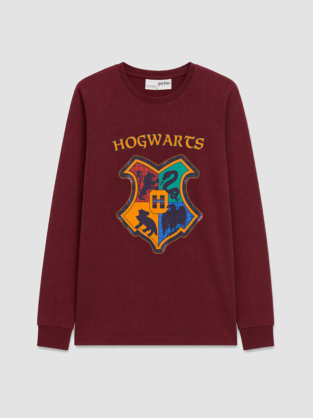 Bordo Harry Potter Lisanslı Bisiklet Yaka Erkek Çocuk Pijama Takım-1