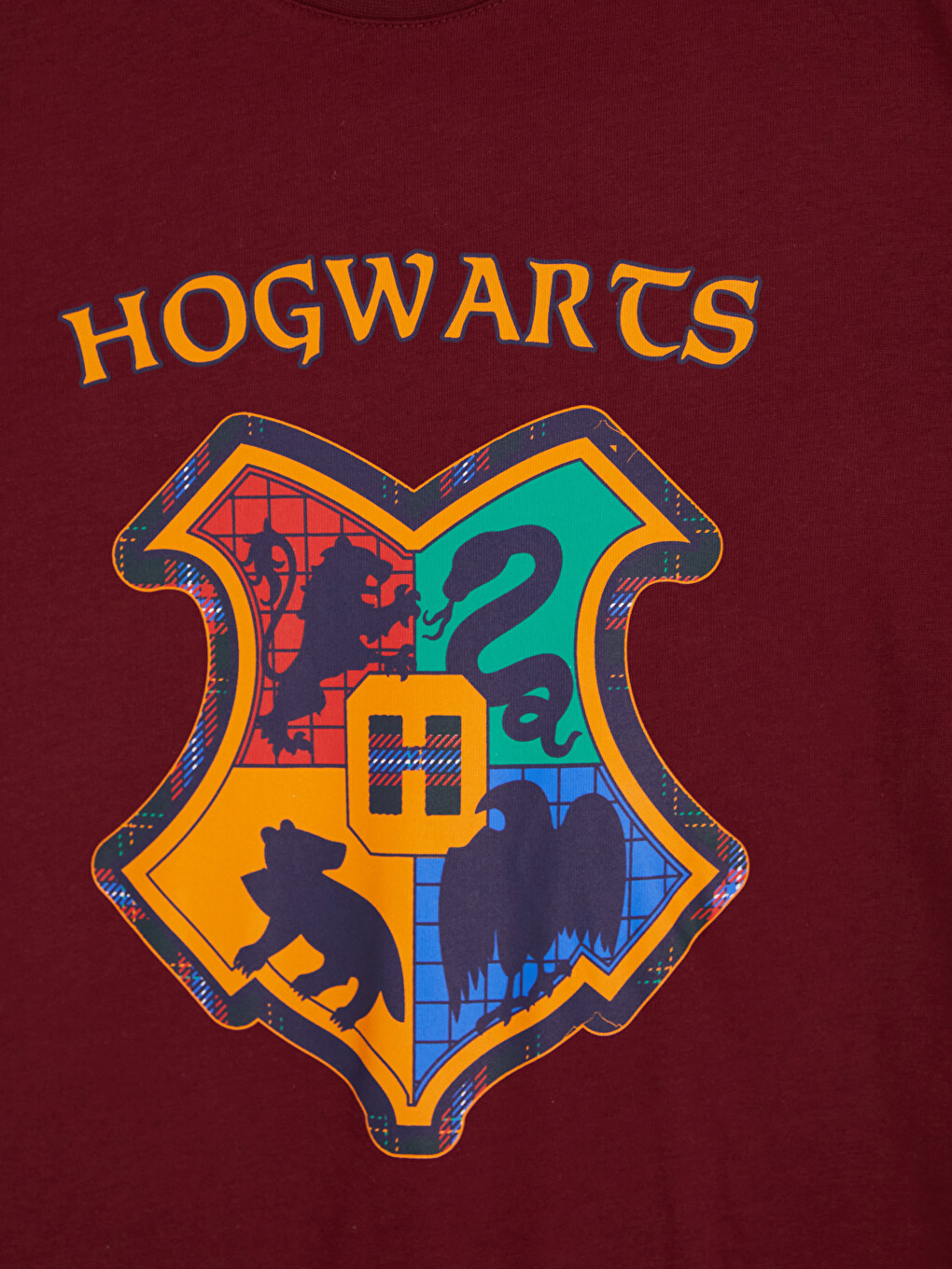 Bordo Harry Potter Lisanslı Bisiklet Yaka Erkek Çocuk Pijama Takım-2