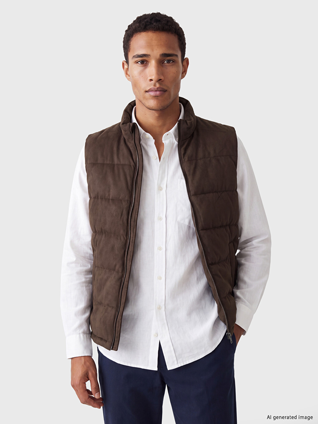 Gilet Doudoune Sans Manches Slim Fit À Col Montant Pour Homme