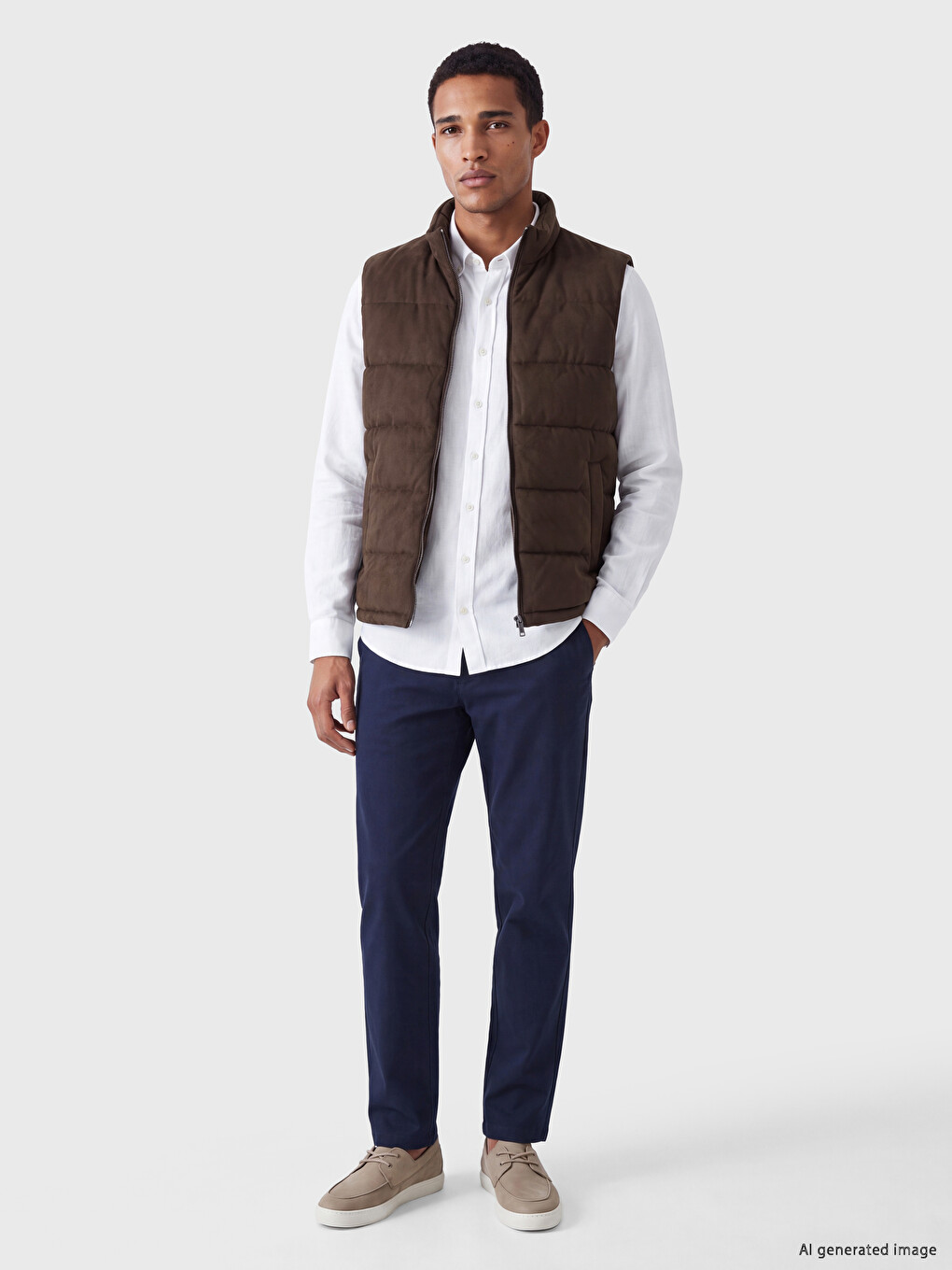 Gilet Doudoune Sans Manches Slim Fit À Col Montant Pour Homme-1