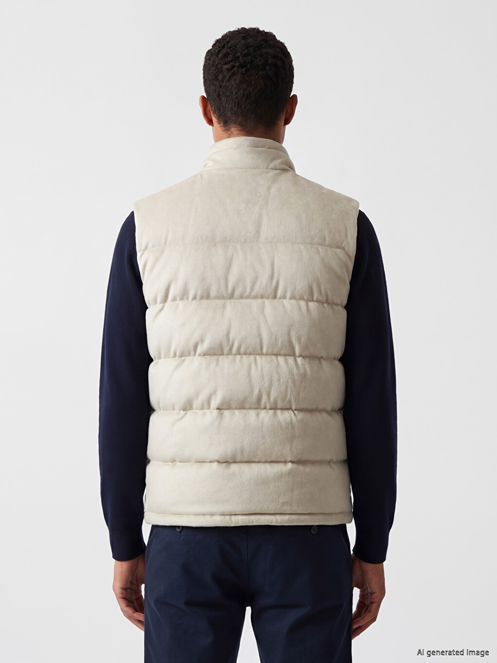 Man Beige Puffer Gilet-3