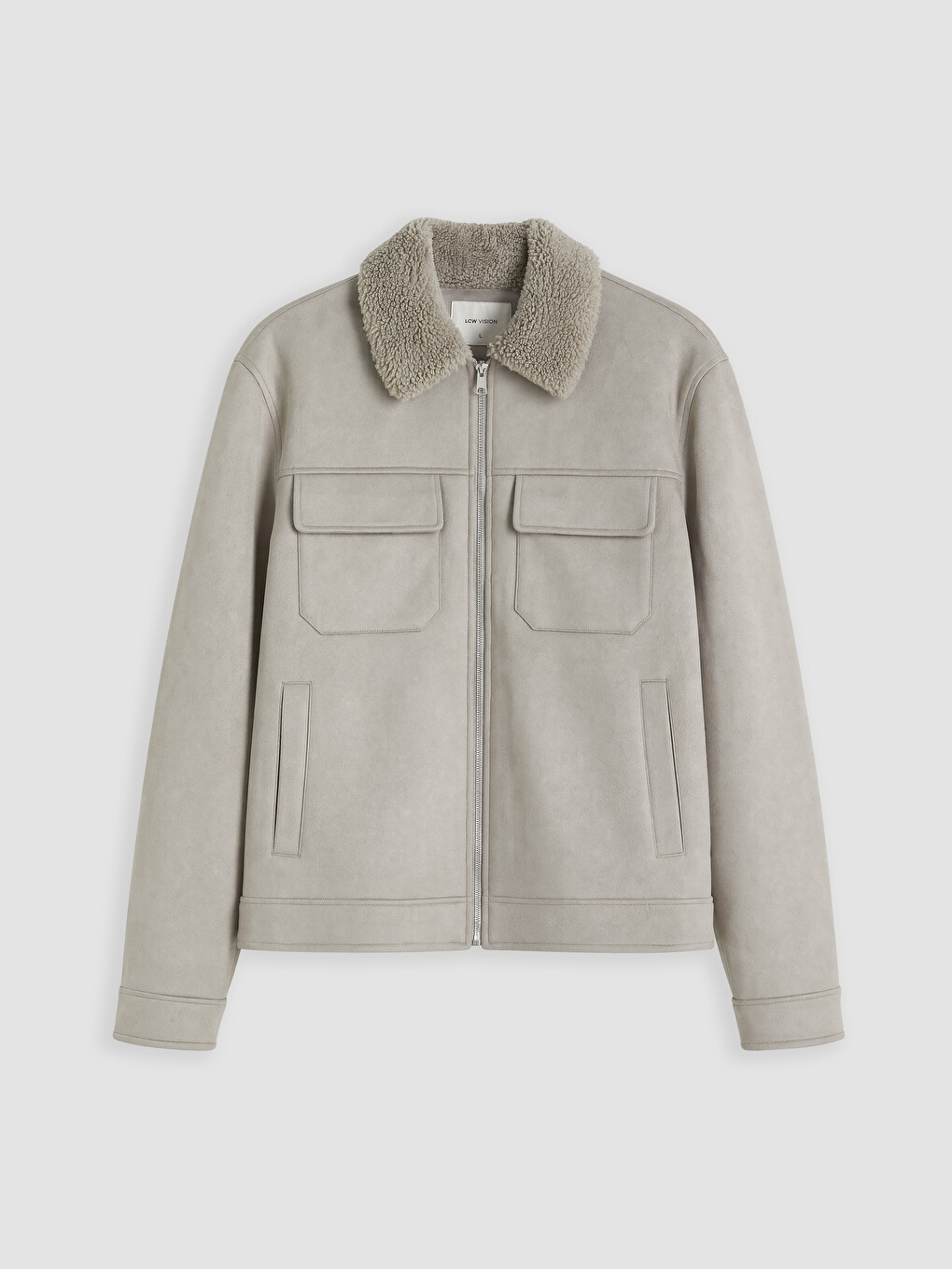 Gri Regular Fit Kürk Yaka Erkek Süet Mont-5