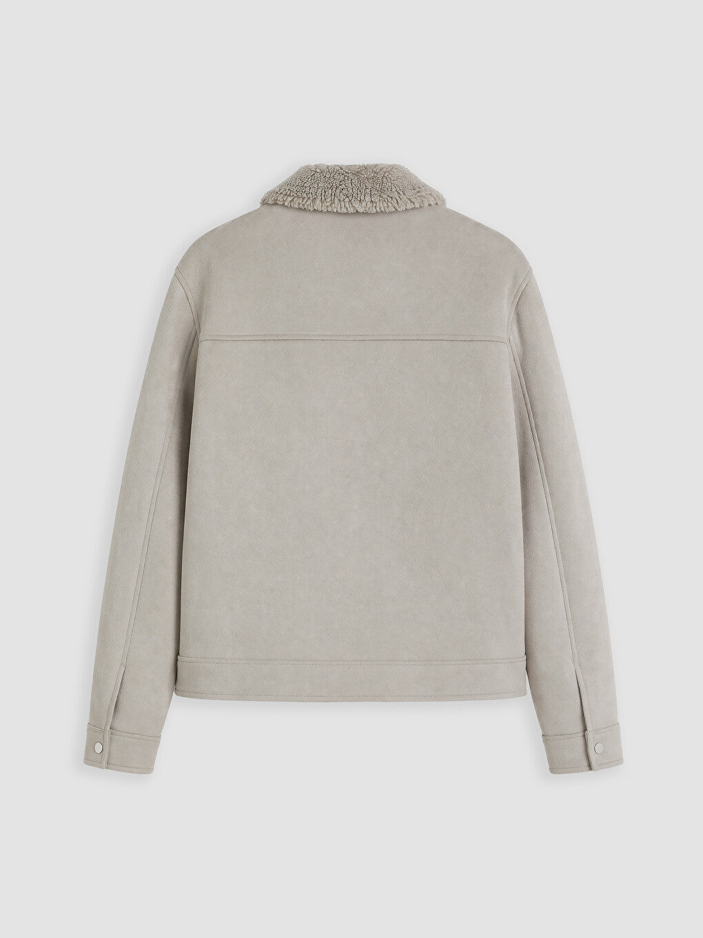 Gri Regular Fit Kürk Yaka Erkek Süet Mont-7