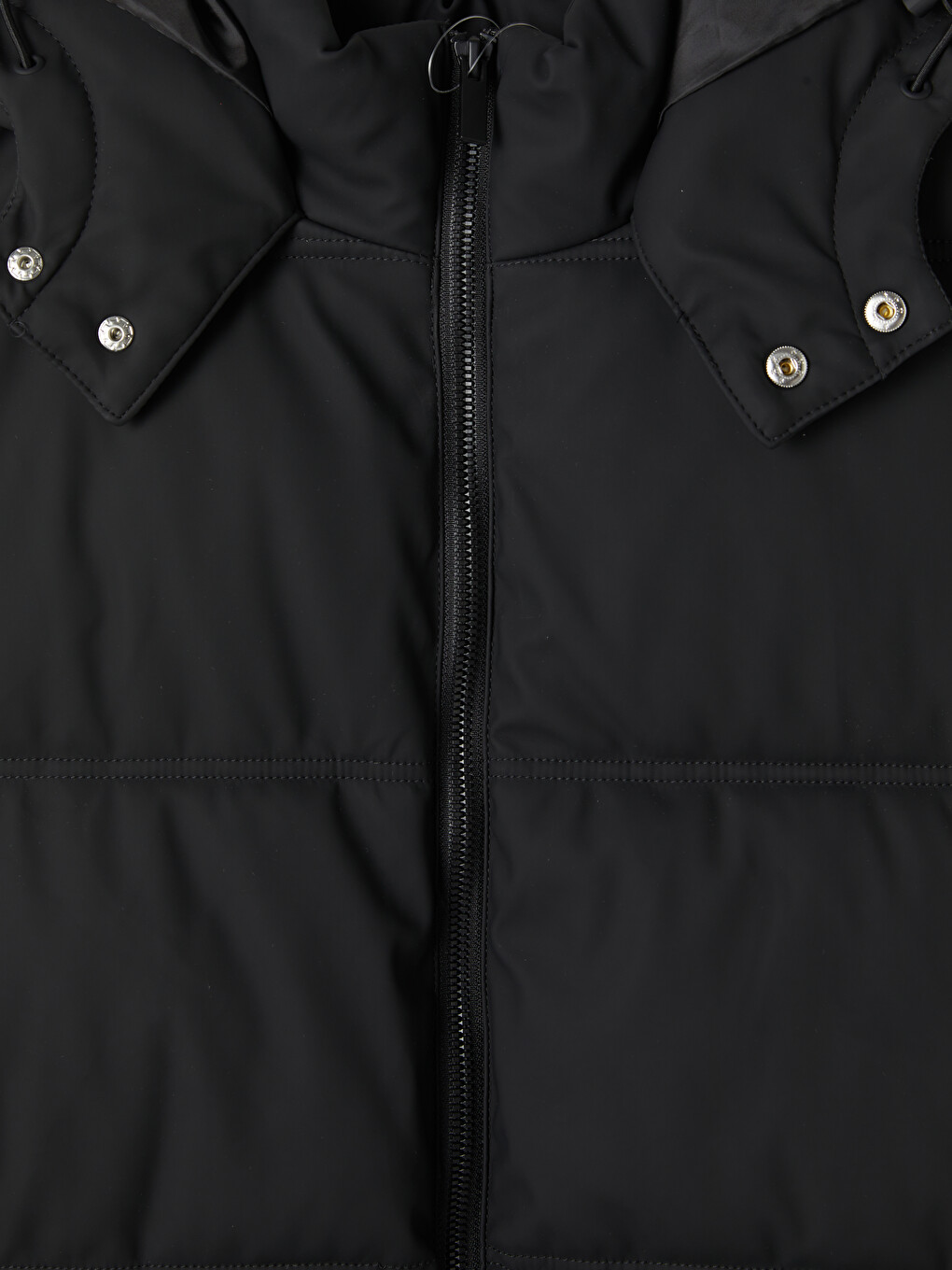 Siyah Regular Fit Kapüşonlu Erkek Şişme Yelek-8