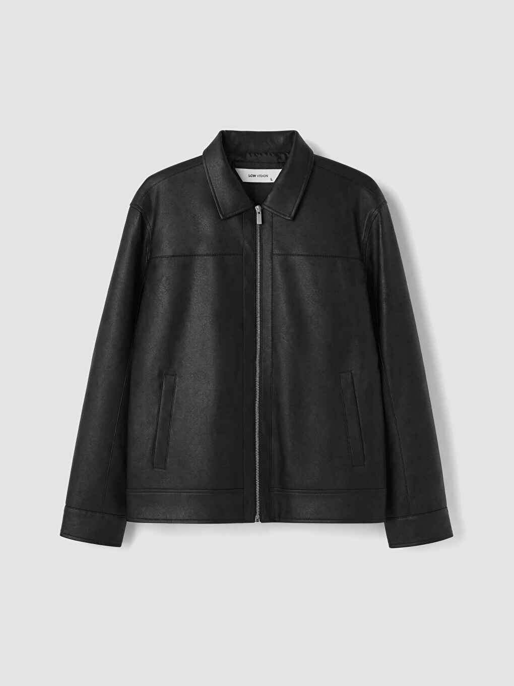 Regular Fit Men's Leather Look Coat-5