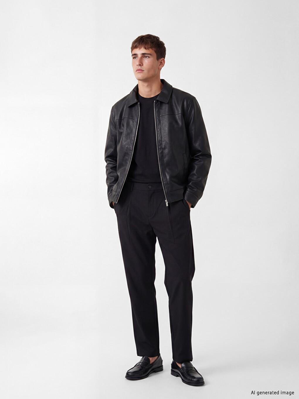 Regular Fit Men's Leather Look Coat-1