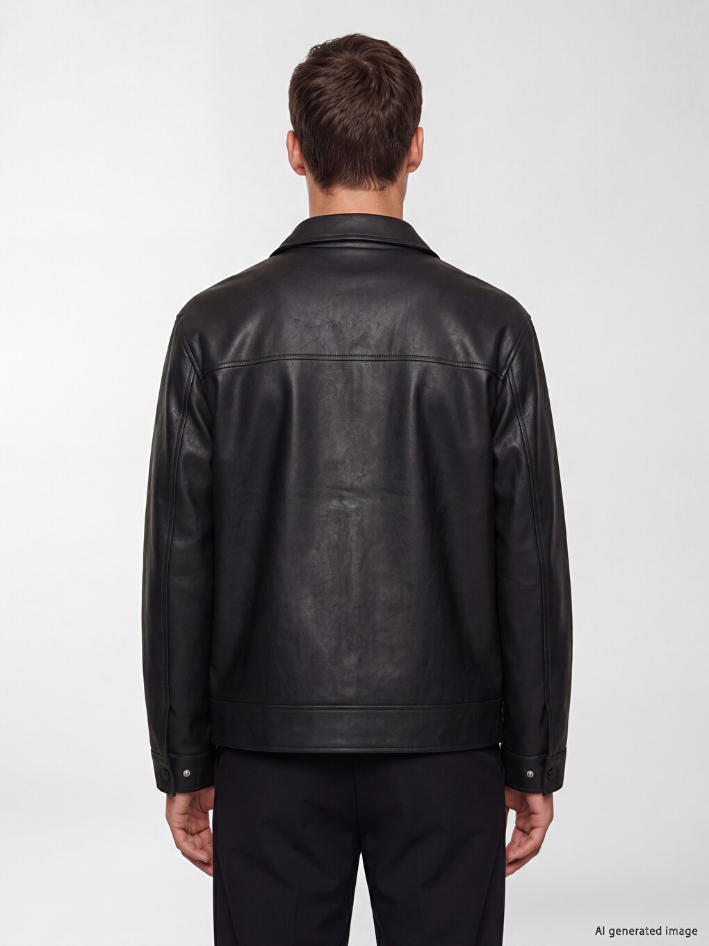Regular Fit Men's Leather Look Coat-4