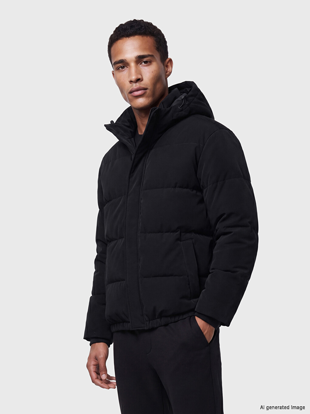 Man Black Puffer Coat