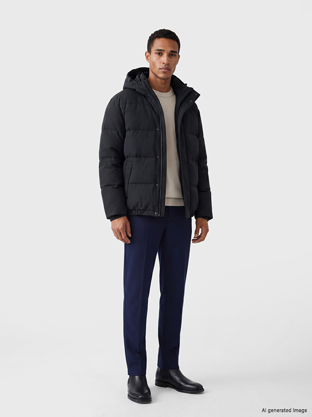 Man Navy Puffer Coat-1