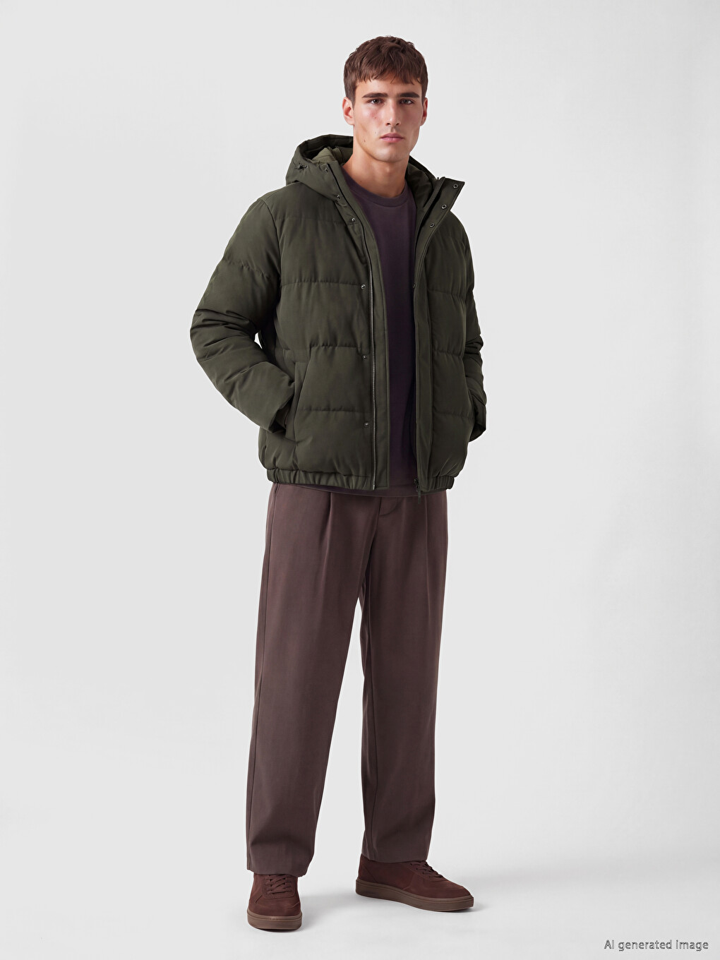 Man Brown Puffer Coat-1
