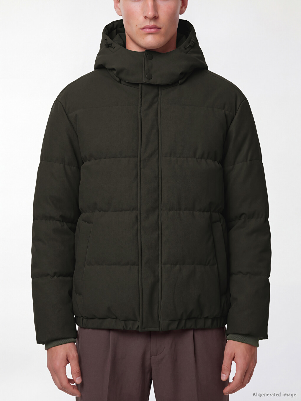 Man Brown Puffer Coat-2