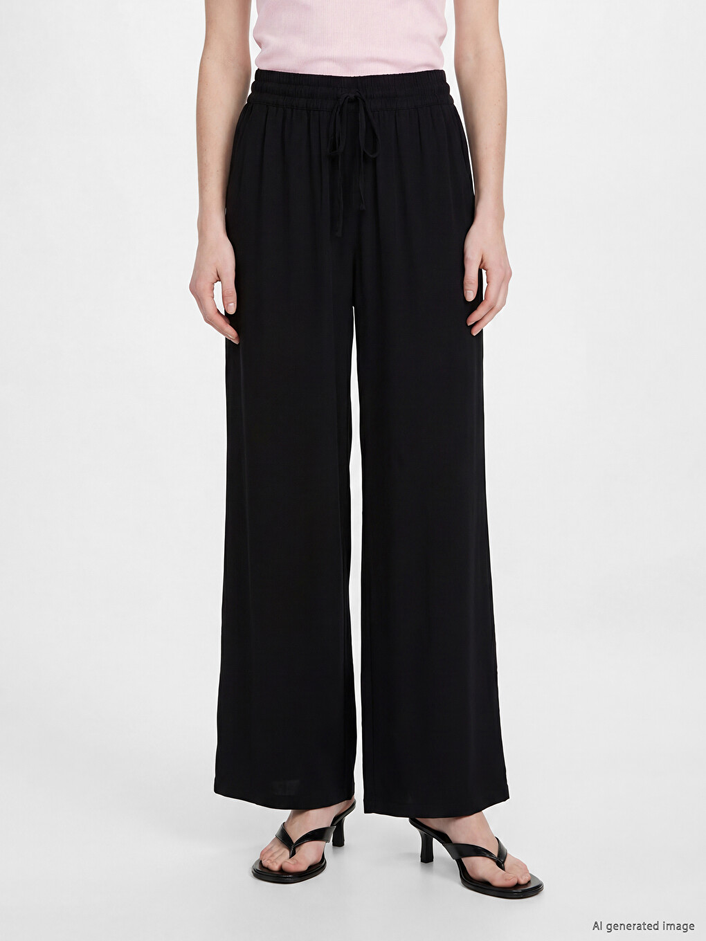 Pantaloni Largi Cu Talie Elastică Pentru Femei-1