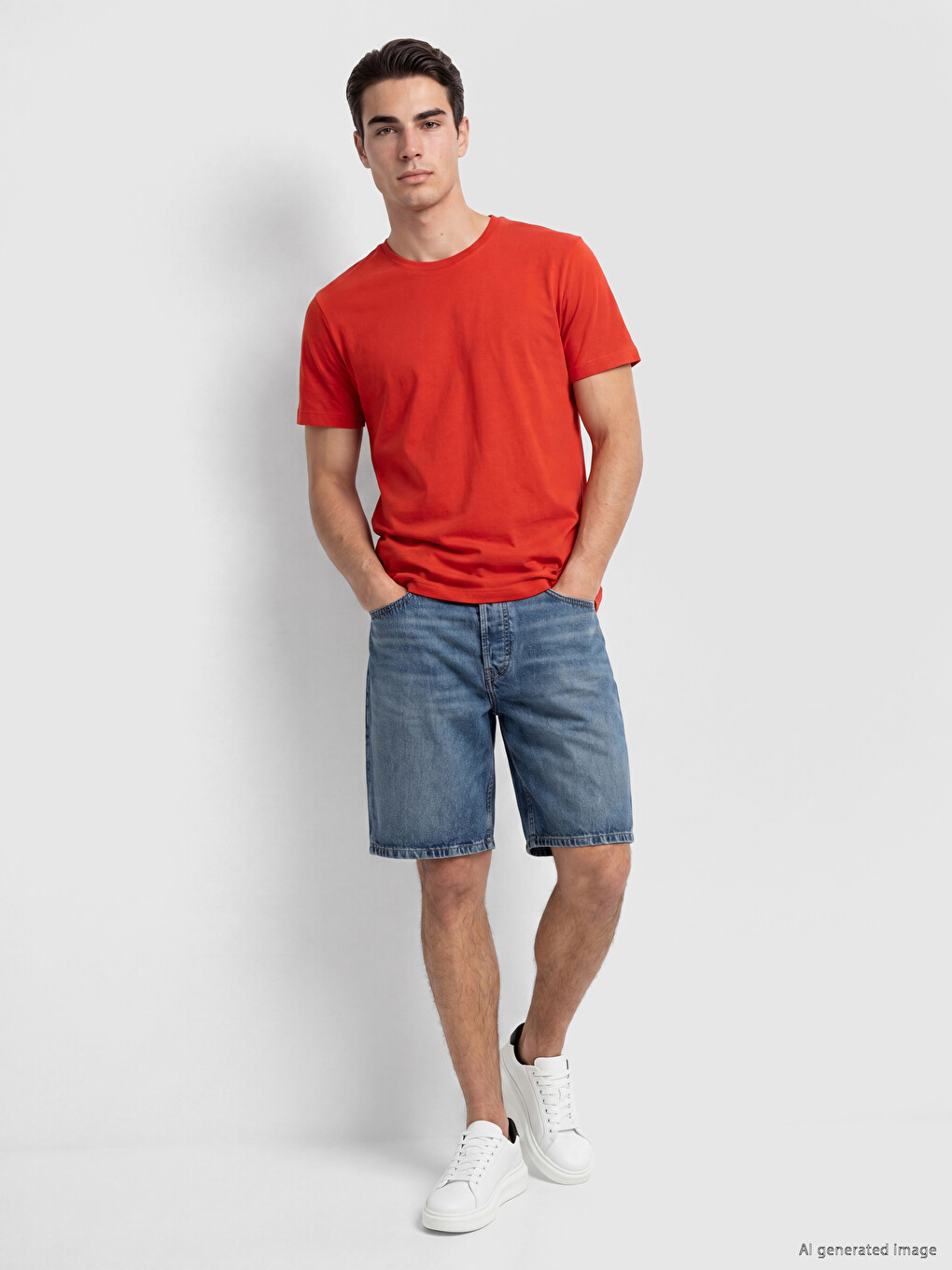 Kırmızı Regular Fit %100 Pamuk Erkek Tişört-1